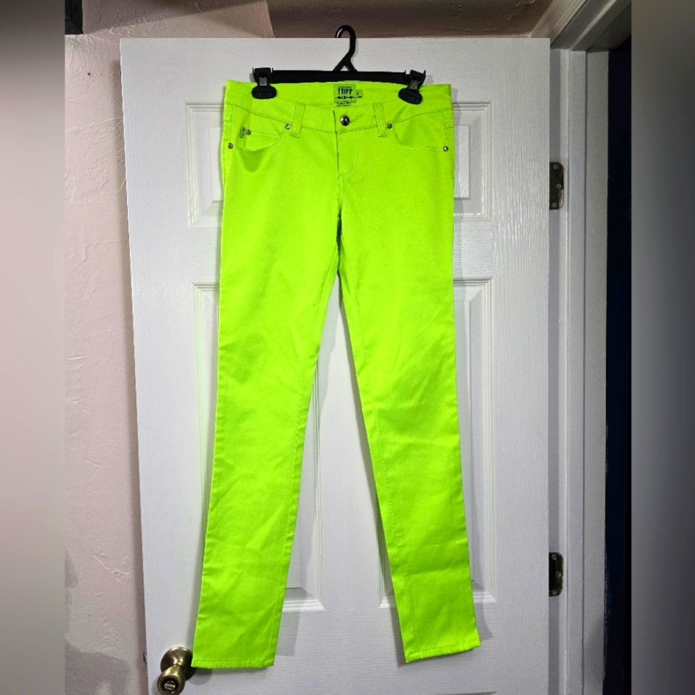 Tripp NYC Daang Goodman Skinny Jeans Highlighter Yellow Neon Green Size 5